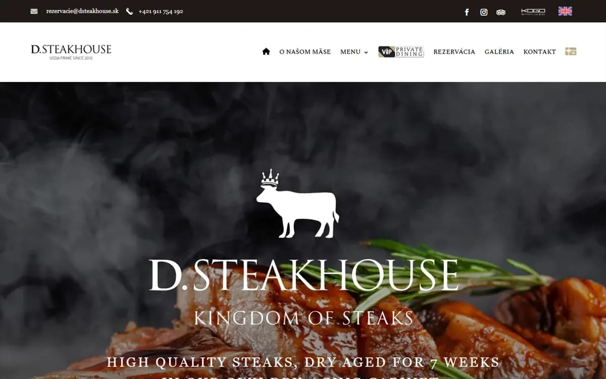 Web D.Steakhouse na počítači