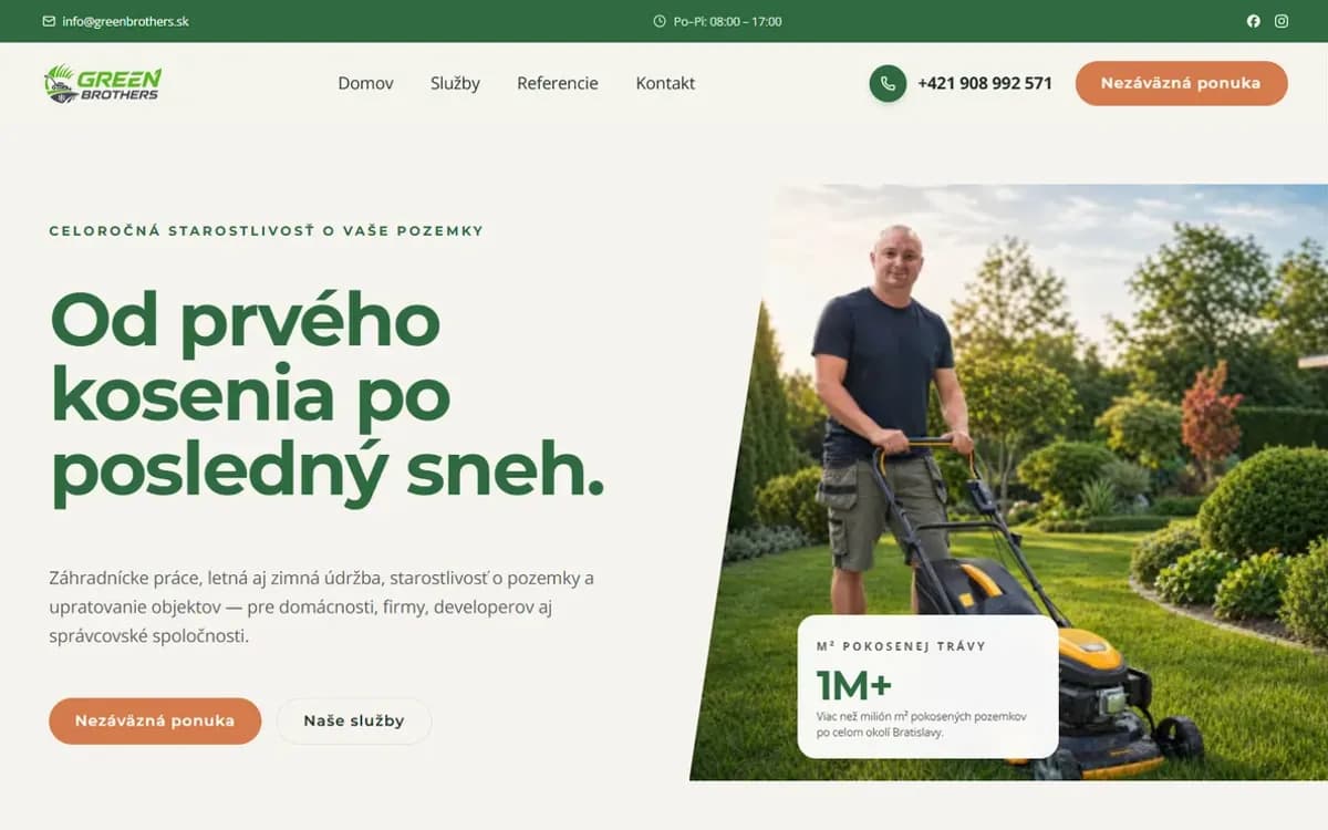 Web Green Brothers na počítači