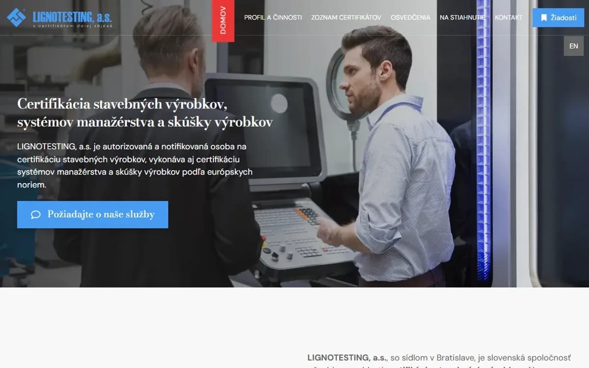 Web Lignotesting na počítači