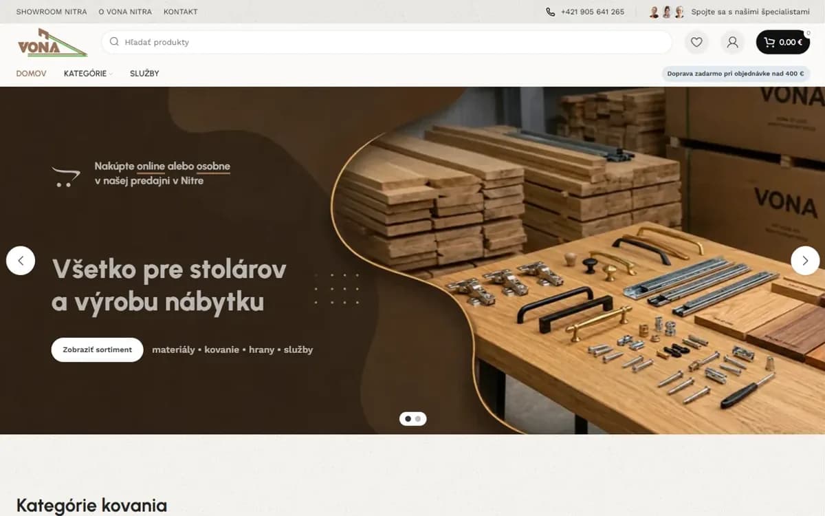 Web VONA na počítači