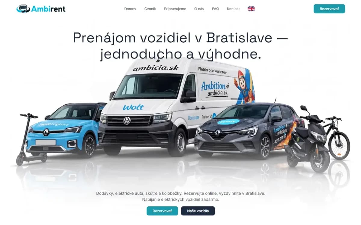 Web Ambirent (ambirent.sk) na počítači