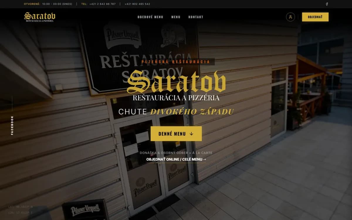 Web restauraciasaratov.sk s online objednávkami
